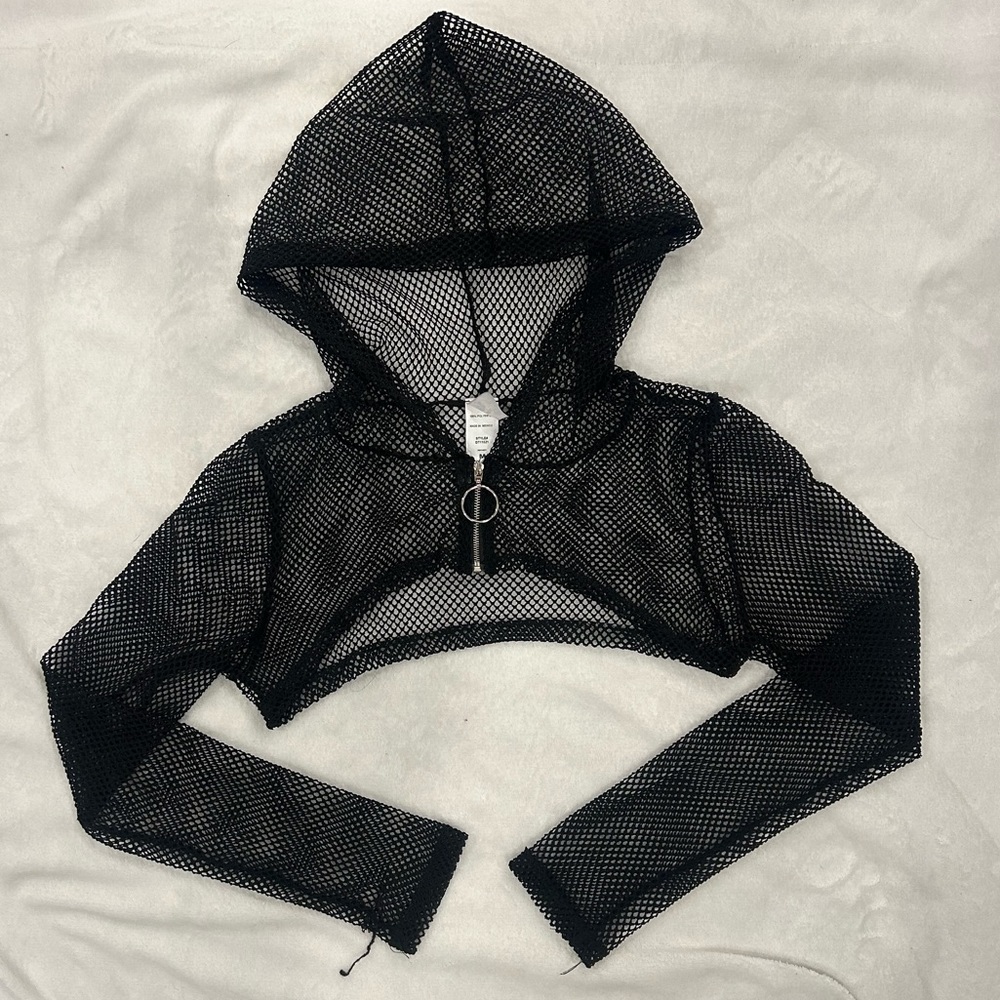 Iheartraves fishnet zipped shrug